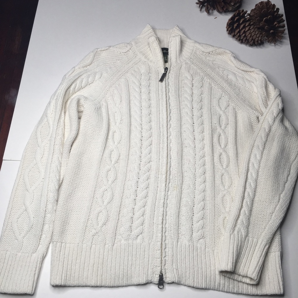 Eddie Bauer Cardigan Cable Knit Full Zip Sweater